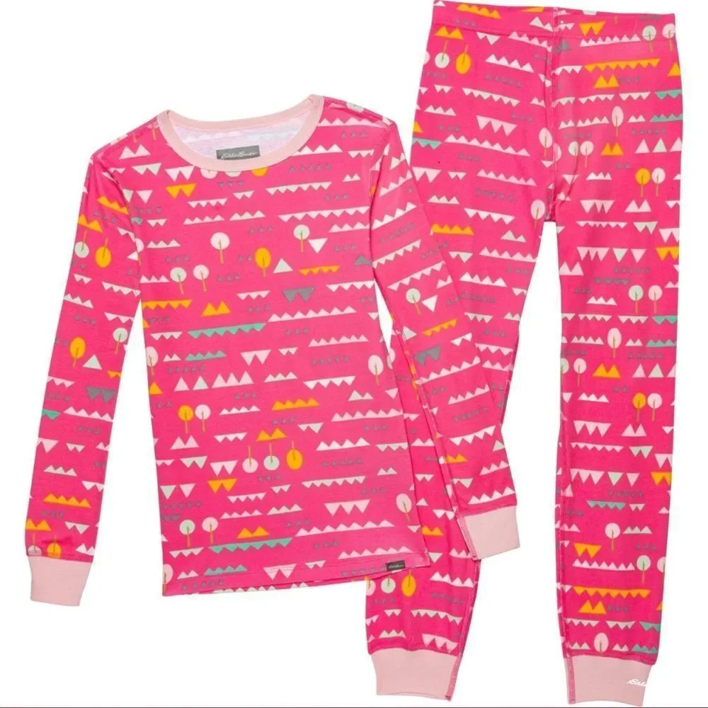 Eddie Bauer 2T Toddler Girl Azalea Pink Long Sleeve Jogger Pants Cotton PJ Set